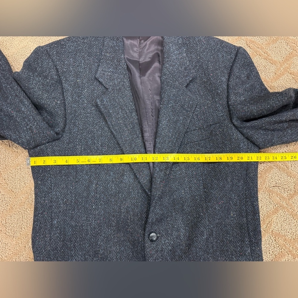 Vintage Harris Tweed Sport Coat Mens 42R Navy Blue Stripe Wool Made in Canada - Picture 8 of 14